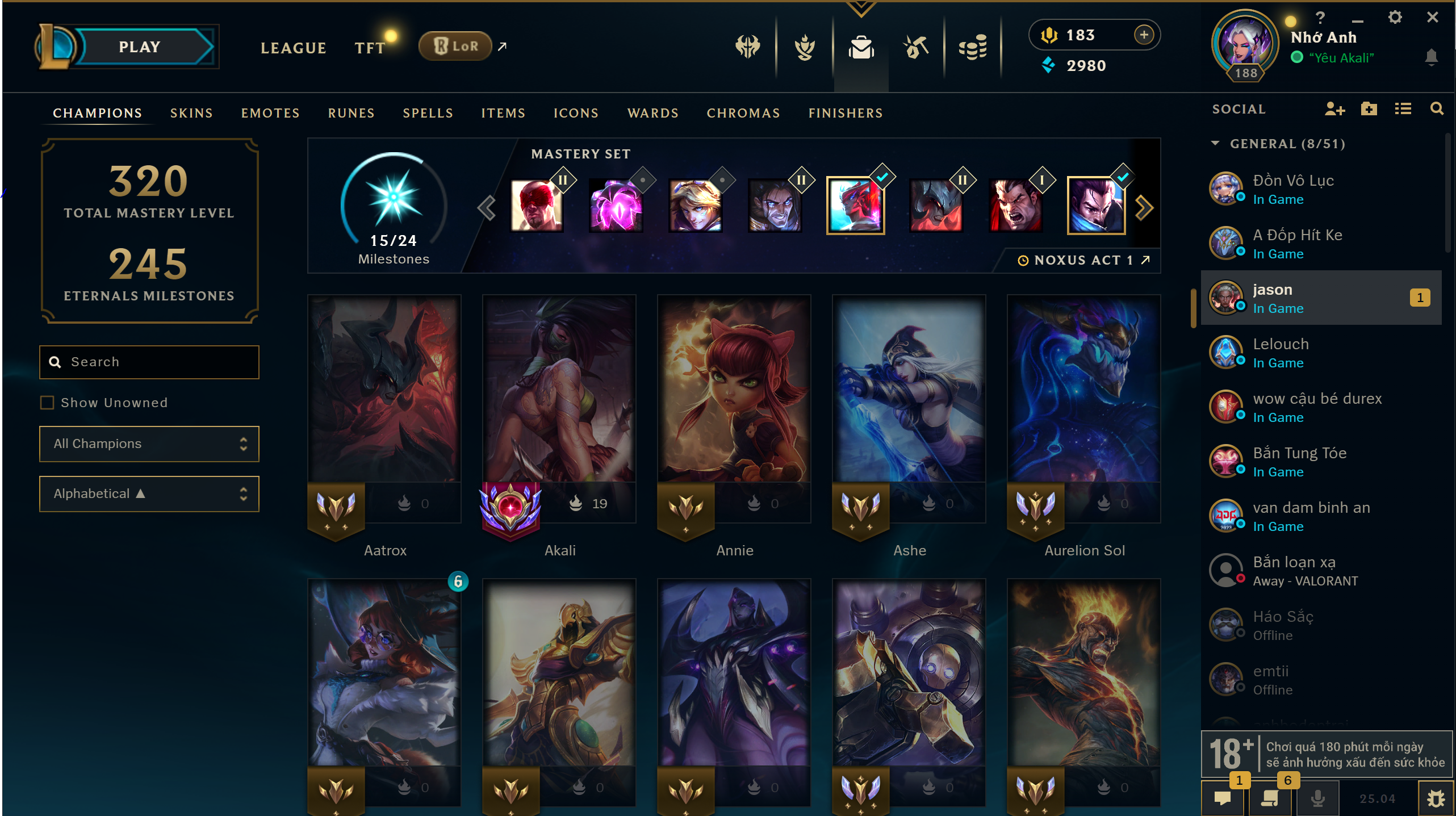 ACC RÁC LOL - CÓ TƯỚNG + SKIN