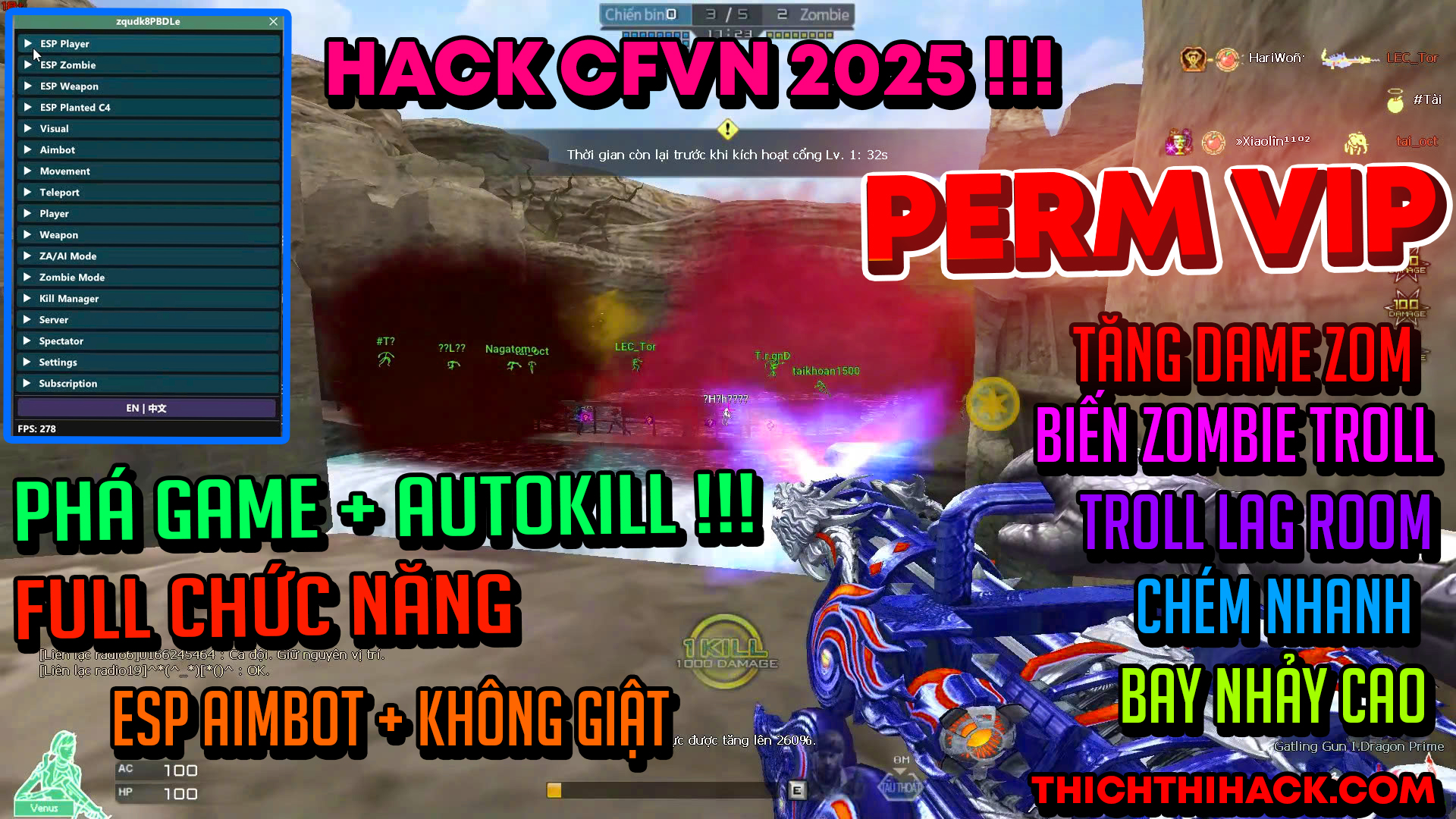 HACK ĐỘT KÍCH CFVN - BẢN PERM VIP NGON NHẤT CHUYÊN PHÁ GAME LOẠI 1 XỊN NHẤT : AUTO KILL VÀ MỘT ĐÓNG CHỨC NĂNG KHÁC KÈM THEO (NGỪNG HOẠT ĐỘNG)